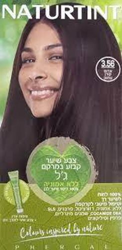 צבע שיער | אדום קורן עמוק 3.56 | קבוע | במרקם גל | ללא אמוניה | 100 אחוז כיסוי שיער לבן