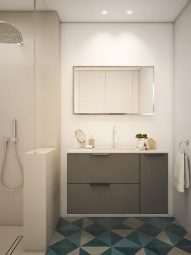 ארון אמבטיה עמיד מים HPL דגם ניס שחור מבית אמבין בסגנון מותאם למעצבים.