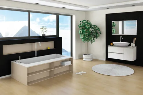 ארון אמבטיה עמיד מים HPL ניס BLACK עם גימור שחור של אמבין.