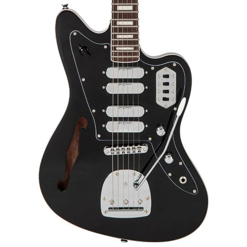 זוית נוספת Vintage REVO Series 'Surfmaster' Quad Electric Guitar ~ Boulevard Black