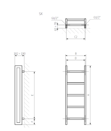 מחמם מגבות 110*50 STAND - שחור מט 