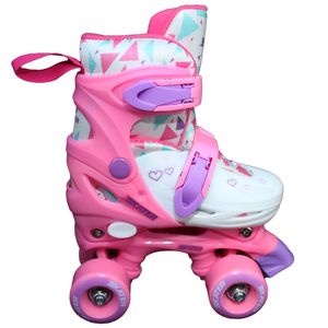 קומבו סקייט - סקיטים 2 ב 1 הופכים לרולר בליידס עם גלגלי PU מידה 27-30 - ורוד/לבן