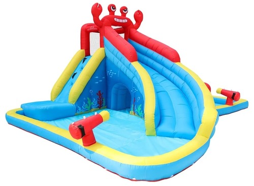 מתקן קפיצה מתנפח עם מים גדול פארק מים החיות JUMPER שיכשוכית+מגלשות+קיר טיפוס+מנהרה דגם 63116 