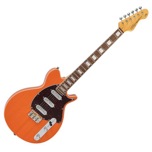 זוית נוספת Vintage REVO Series 'Vision' Electric Guitar ~ Trans Orange_tilt right