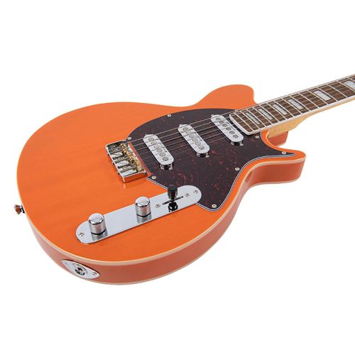זוית נוספת Vintage REVO Series 'Vision' Electric Guitar ~ Trans Orange