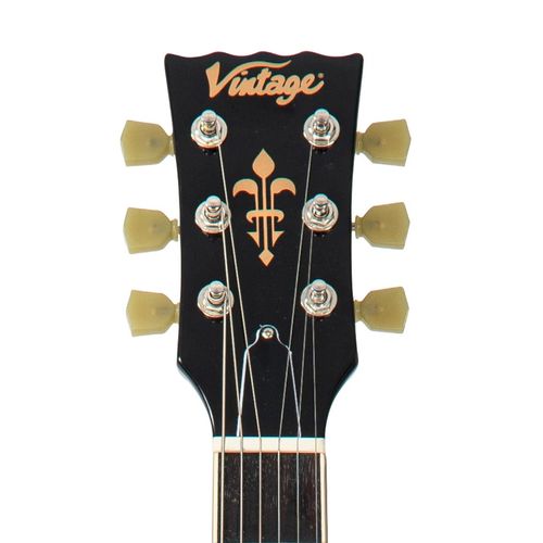 זוית נוספת Vintage VSA500B ReIssued Semi Acoustic Guitar w/Bigsby ~ Boulevard Black