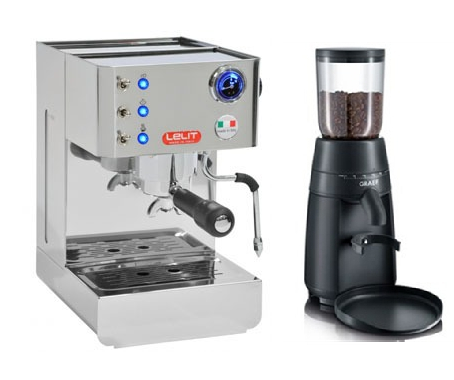 מכונת אספרסו Lelit PL41LEM + מטחנת Graef CM702 