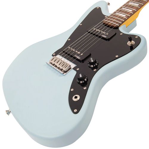 זוית נוספת Vintage V65H ReIssued Hard Tail Electric Guitar ~ Satin Blue