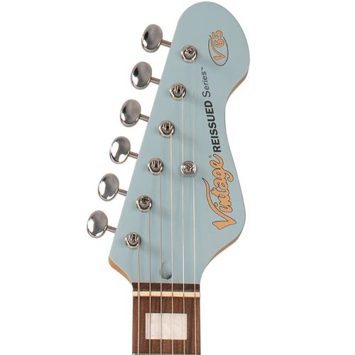 זוית נוספת Vintage V65H ReIssued Hard Tail Electric Guitar ~ Satin Blue