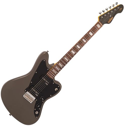 זוית נוספת Vintage V65H ReIssued Hard Tail Electric Guitar ~ Satin Grey_front_rear_tilt right