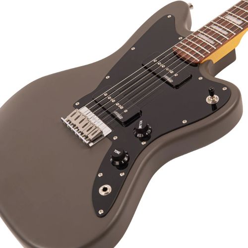 זוית נוספת Vintage V65H ReIssued Hard Tail Electric Guitar ~ Satin Grey_front_rear_tilt right