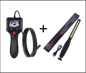 מצלמת אנדוסקופ תעשייתית + מנורת עבודה LED נטענת 