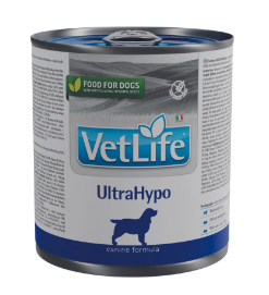 Vet Life Ultrahypo - שימור מזון מלא לכלבים בוגרים אולטרא היפוארלגני 300 גרם