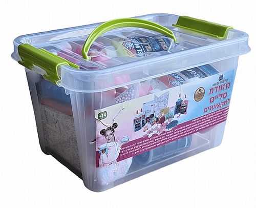 מזוודה להכנת סליים למקצוענים עם שלל חומרים, קישוטים והפתעות