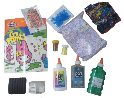 מזוודה להכנת סליים למקצוענים עם שלל חומרים, קישוטים והפתעות