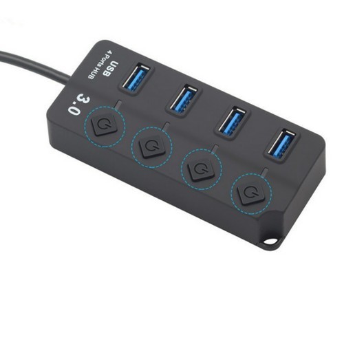 מפצל USB3.0 ל-4 יציאות עם מתגים