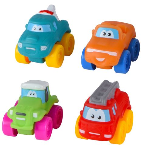 מארז 4 מכוניות עשויות גומי רך ונעים למגע