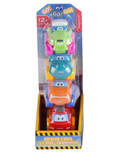 מארז 4 מכוניות עשויות גומי רך ונעים למגע