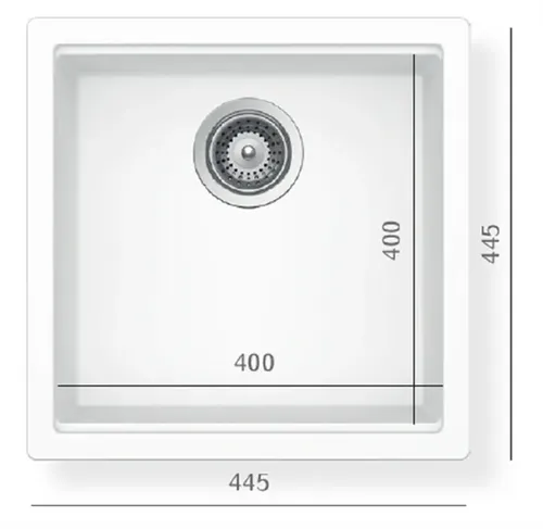 כיור מטבח אקווטופ קירונה 50 קריסטלייט בגודל 45x45 ס