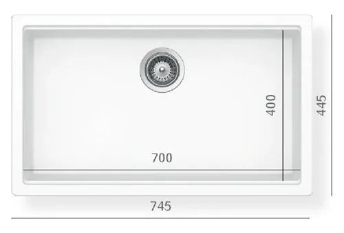 כיור מטבח אקווטופ קירונה 80 קריסטלייט בגודל 75x45 ס