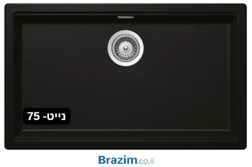 כיור מטבח אקווטופ קירונה 80 מותקן על שיש, דגם גרין ליין מידה 75X45, משתלב בעיצוב מודרני.