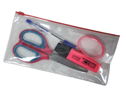 מארז 20 קלמר שקוף/PVC עם רוכסן אדום