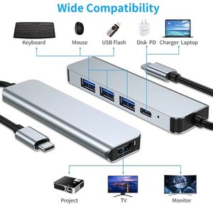 תחנת עגינה TYPE-C עם קורא כרטיסים 6 יציאות Mini Dock