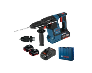 פטישון נטען 18V כולל 2 סוללות 6Ah ופוטר מתחלף במזוודה דגם GBH 18V-26F בוש