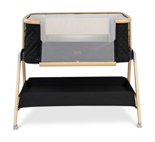 עריסה נצמדת למיטת הורים לוקס LUX עם בדים משודרגים, כילה, משטח אחסון וגלגלים - שחור