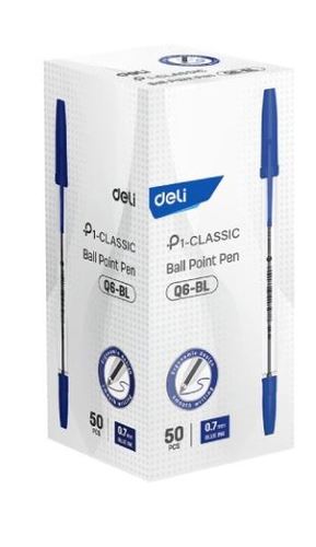 עט כדורי כחול deli - אריזת 50 יח'