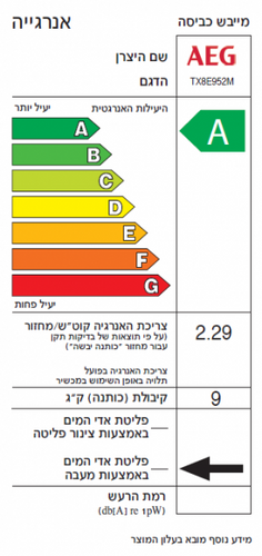 מייבש כביסה AEG TX8E952M ‏9 ‏ק”ג