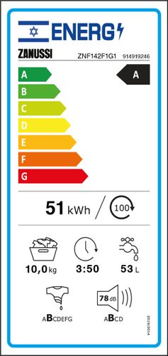 מכונת כביסה Zanussi ZNF142F1G1 ‏10 ‏ק