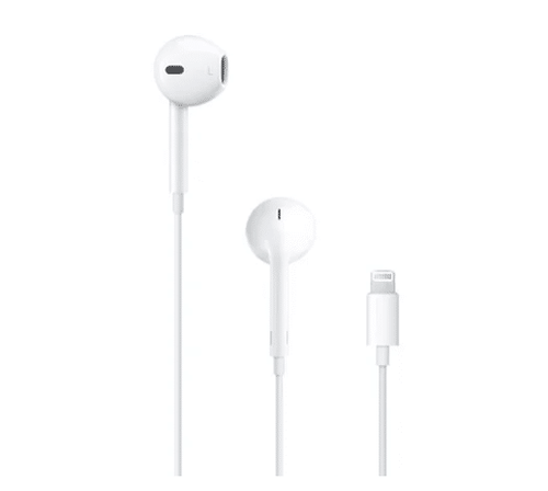 אוזניות חוטיות Apple EarPods Lightning עם מיקרופון בצבע לבן