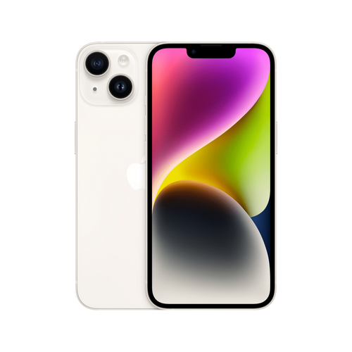 אייפון Apple iPhone 14 256GB, צבע Starlight לבן, ללא מטען וללא אוזניות, שנה אחריות