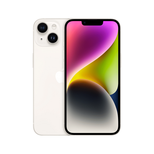 אייפון Apple iPhone 14 256GB, צבע Starlight לבן, ללא מטען וללא אוזניות, שנה אחריות