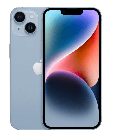 אייפון Apple iPhone 14 128GB, צבע Blue כחול, ללא מטען וללא אוזניות, שנה אחריות יבואן רשמי