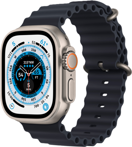 שעון חכם Apple Watch Ultra 49mm GPS + Cellular צבע שעון Titanium Case צבע רצועה Midnight Ocean Band