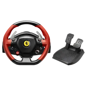 הגה Thrumaster Ferrari 458 XBOX ONE כולל דוושות גז וברקס, אחריות שנה ע״י יבואן רשמי בנדא מגנטיק בע״מ