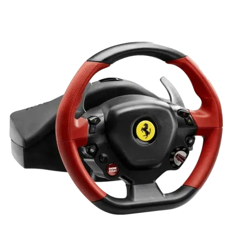 הגה Thrumaster Ferrari 458 XBOX ONE כולל דוושות גז וברקס, אחריות שנה ע״י יבואן רשמי בנדא מגנטיק בע״מ