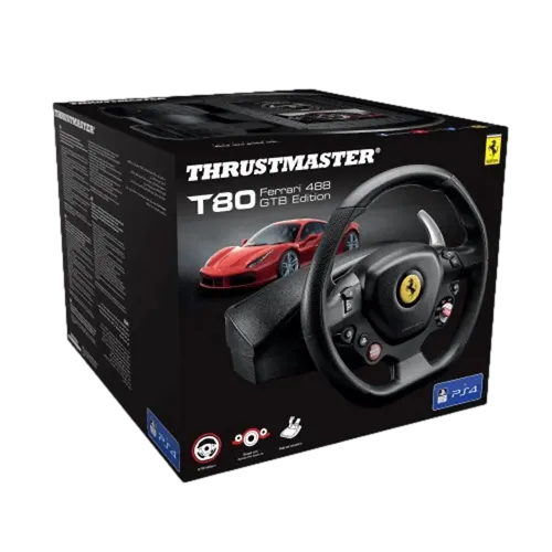 הגה מירוצים עם דוושות Thrustmaster T80 Ferrari 488 GTB Edition מתאים לPC וSony PlayStation 4