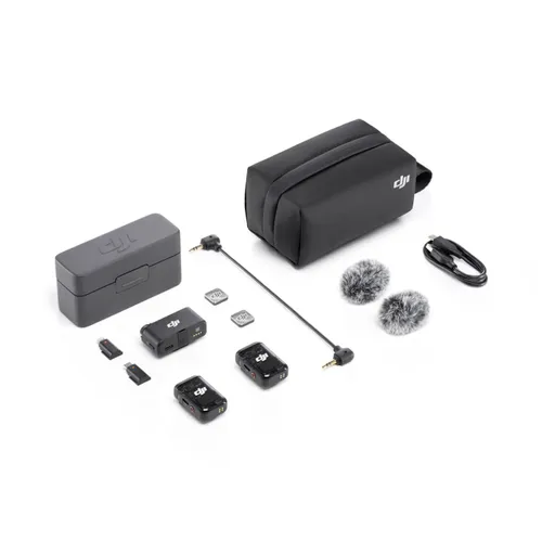 זוג מיקרופונים אלחוטיים DJI Mic 2 , צבע שחור, שנה אחריות ע