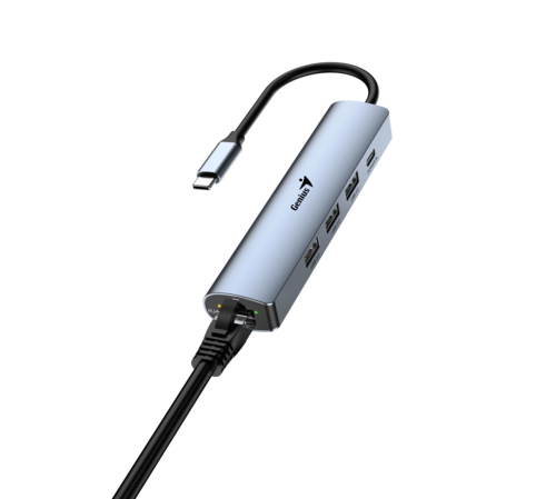 מפצל מיציאת טייפ סי לרשת ויו.אס.בי Genius UH-545 HUB