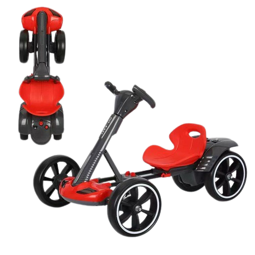 קרטינג מתקפל ממונע לילדים 12V עם שלט רחוק, אורות וצלילים - אדום