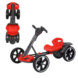 קרטינג מתקפל ממונע לילדים 12V עם שלט רחוק, אורות וצלילים - אדום