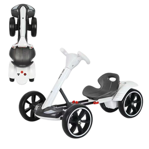 קרטינג מתקפל ממונע לילדים 12V עם שלט רחוק, אורות וצלילים - לבן