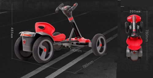 קרטינג מתקפל ממונע לילדים 12V עם שלט רחוק, אורות וצלילים - צהוב