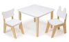 סט שולחן ושני כסאות לילדים מעץ מלא מלא - לבן / טבעי