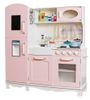 מטבח משחק מפואר לילדים עם מקרר, מכונת קרח, תנור, כיריים אורות וצלילים וטלפון קיר - אבישג ורוד