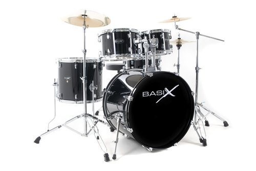 מערכת תופים 22 אינץ' 5 חלקים + סטנדים כסא תופים ומקלות 800135 סדרת BASIX דגם CLASSIC מבית GEWA (Germany)