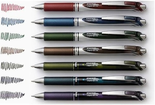 7 עטים של PENTEL ENERGEL במגוון צבעים, 0.5 עם לחצן - מהדורה מוגבלת! 